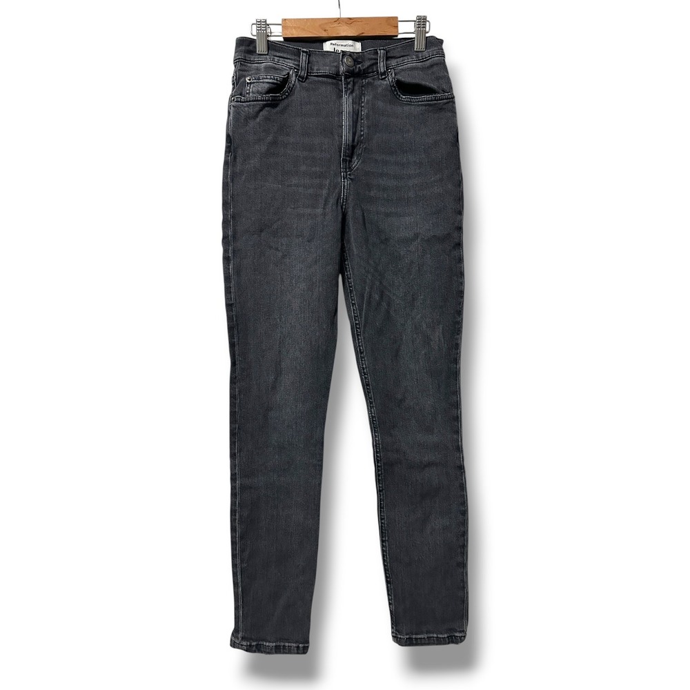 Reformation Jeans High Rise Skinny Avalon Wash Black Size 26